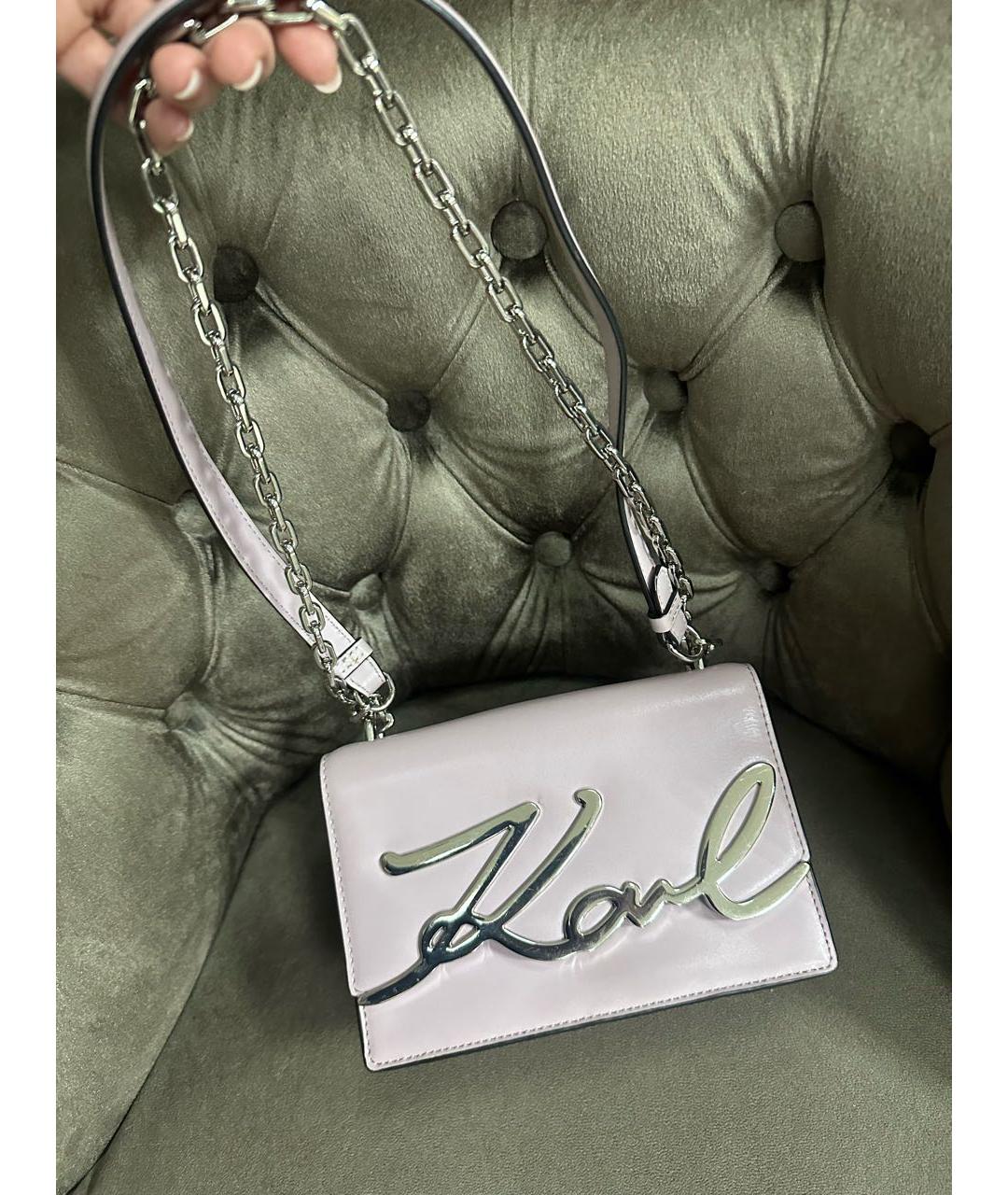 KARL LAGERFELD Розовая кожаная сумка через плечо, фото 8