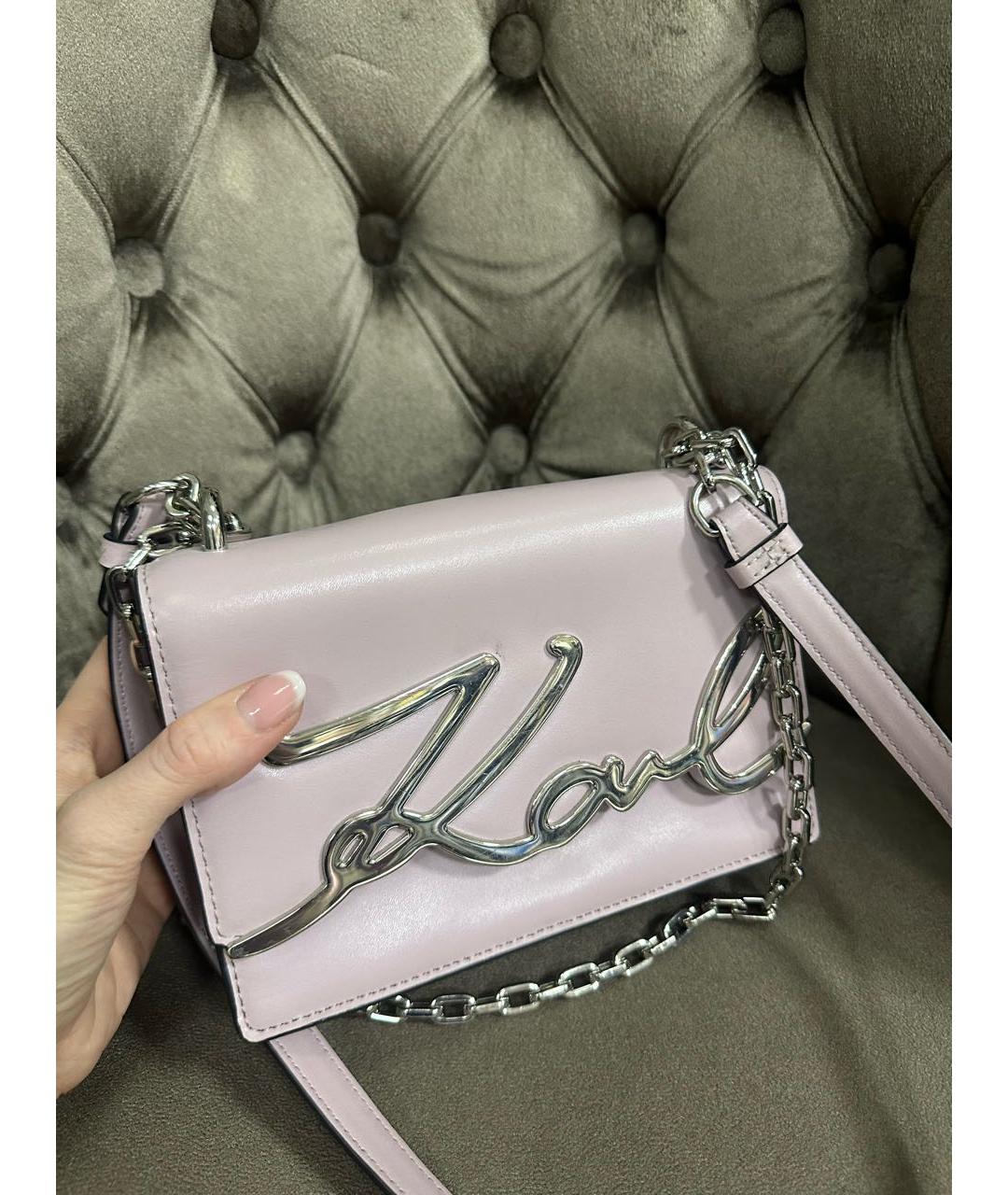 KARL LAGERFELD Розовая кожаная сумка через плечо, фото 3