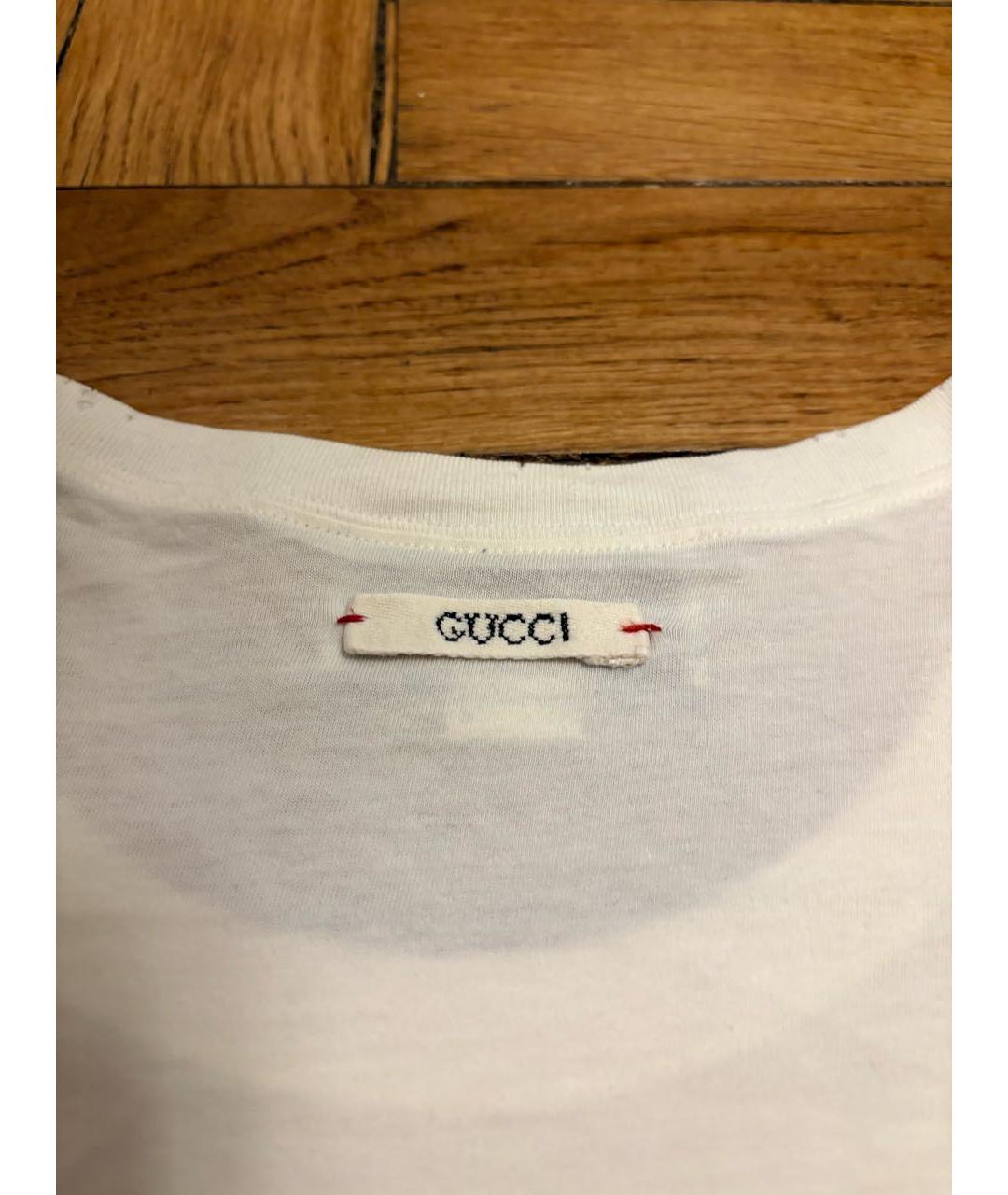 GUCCI Белая хлопковая футболка, фото 2