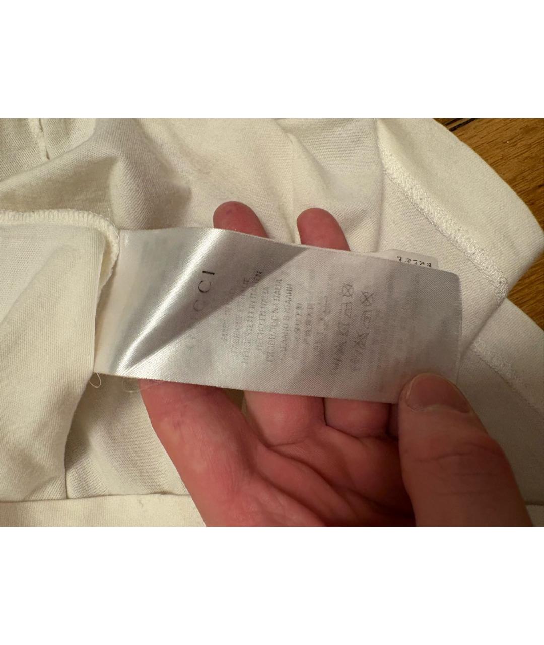 GUCCI Белая хлопковая футболка, фото 4