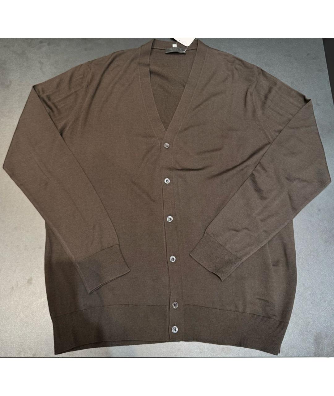 PRADA Коричневый шерстяной кардиган, фото 4