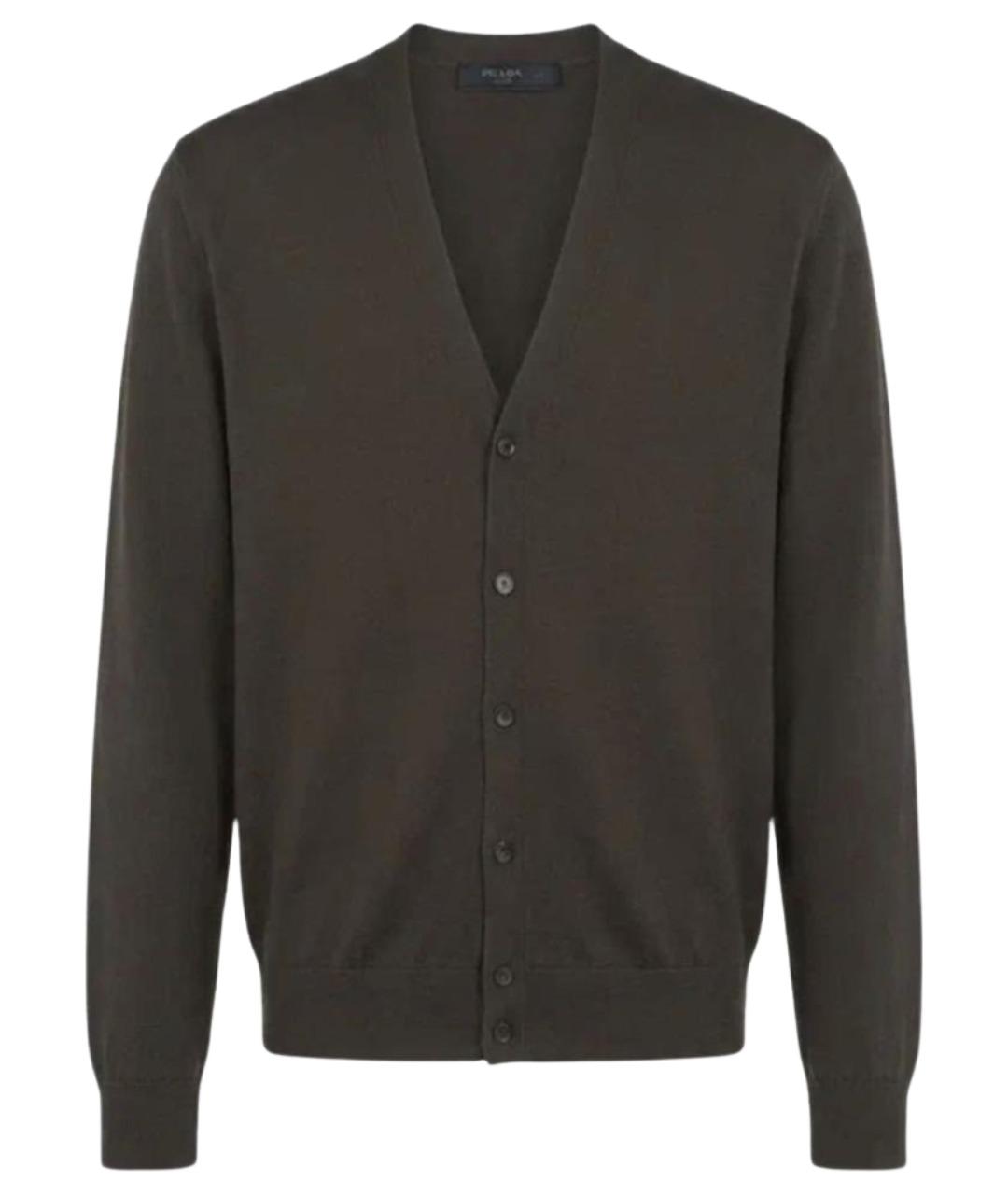 PRADA Коричневый шерстяной кардиган, фото 1