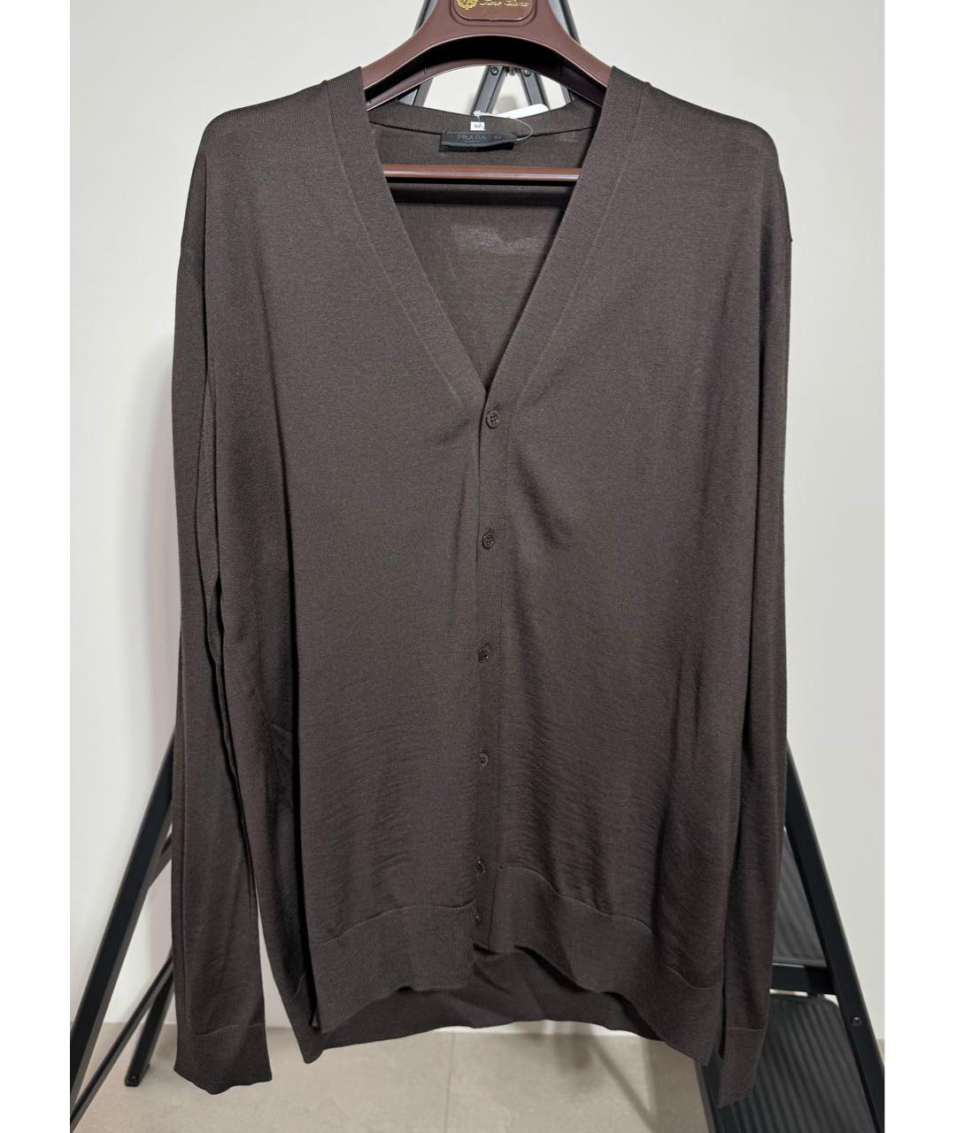 PRADA Коричневый шерстяной кардиган, фото 2