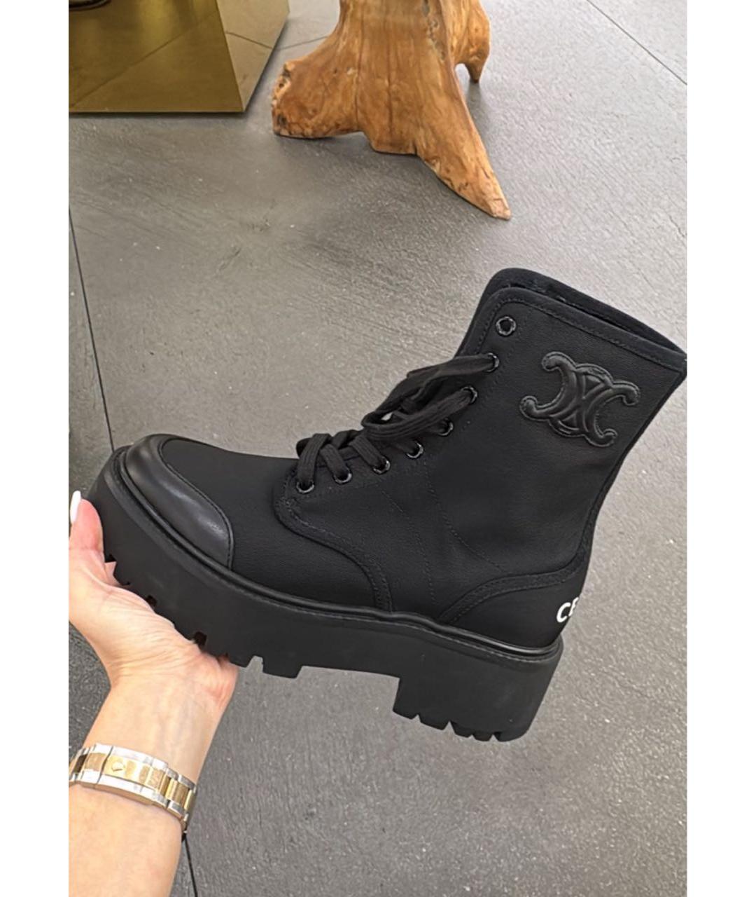 CELINE Черные текстильные ботинки, фото 7