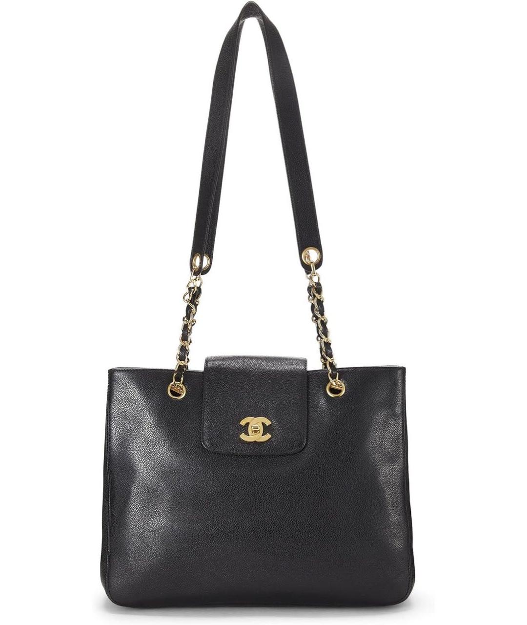 CHANEL Черная кожаная сумка тоут, фото 9