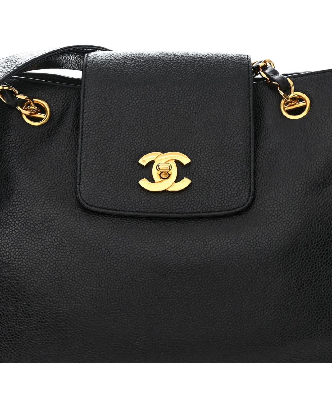 CHANEL Черная кожаная сумка тоут, фото 4