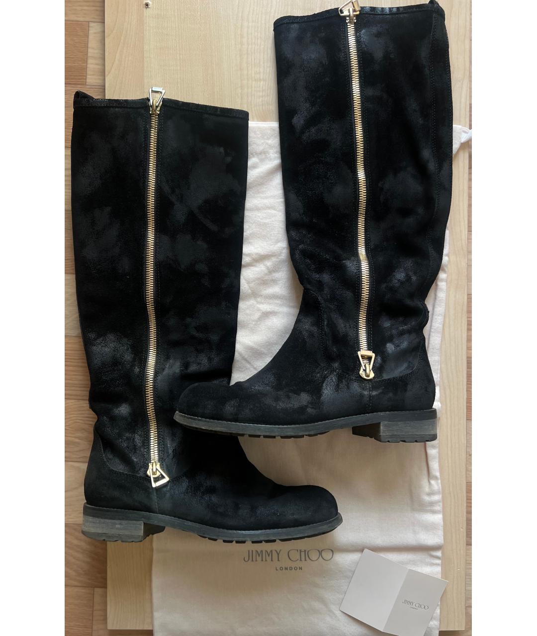 JIMMY CHOO Черные замшевые сапоги, фото 7
