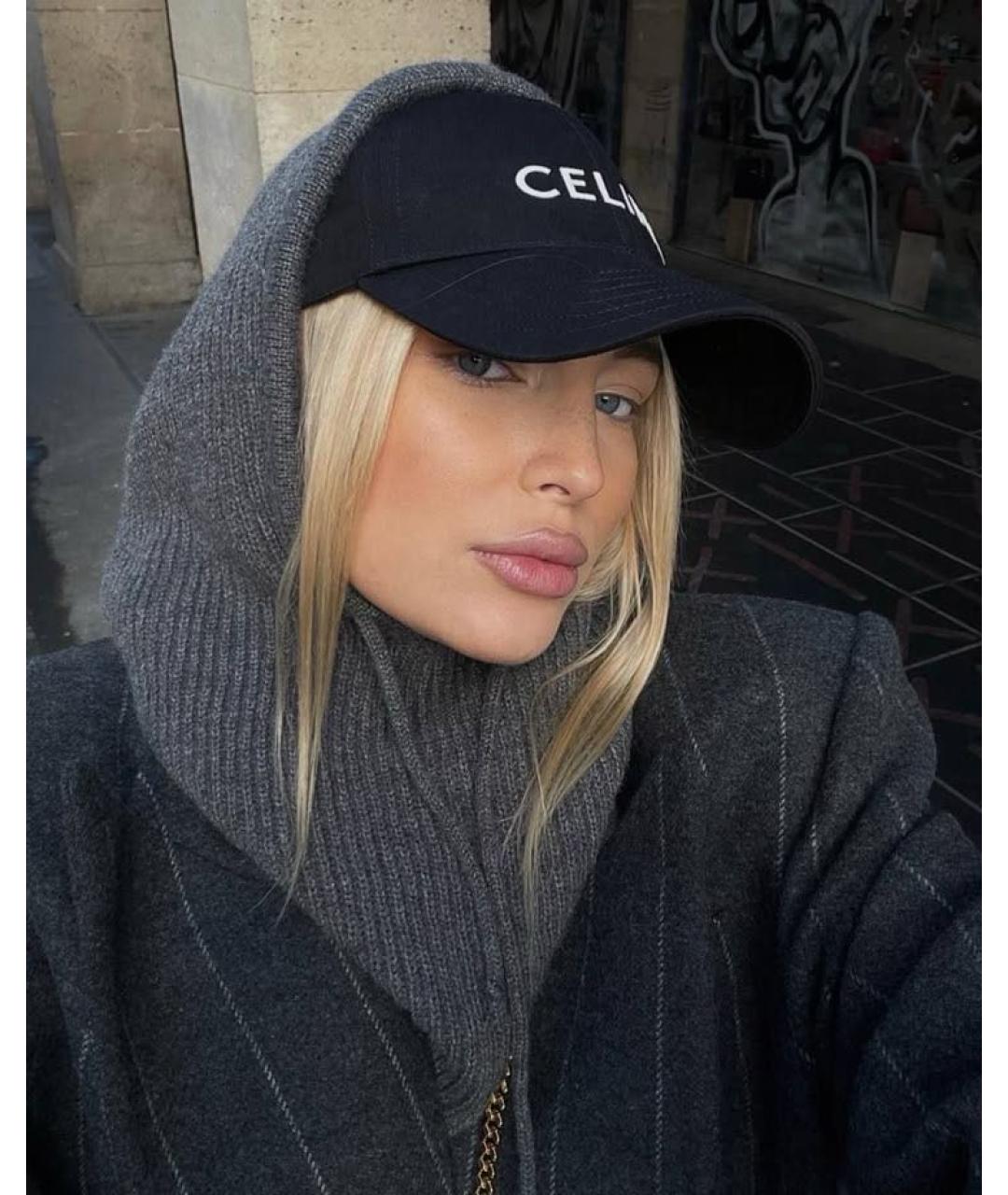 CELINE Черная хлопковая кепка, фото 5