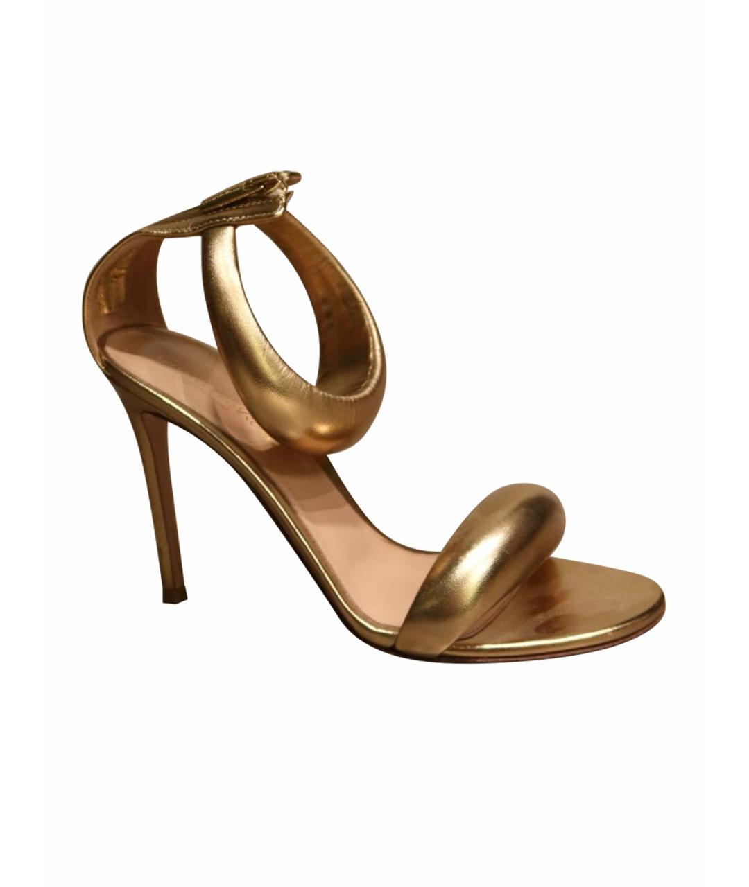 GIANVITO ROSSI Золотые кожаные босоножки, фото 1
