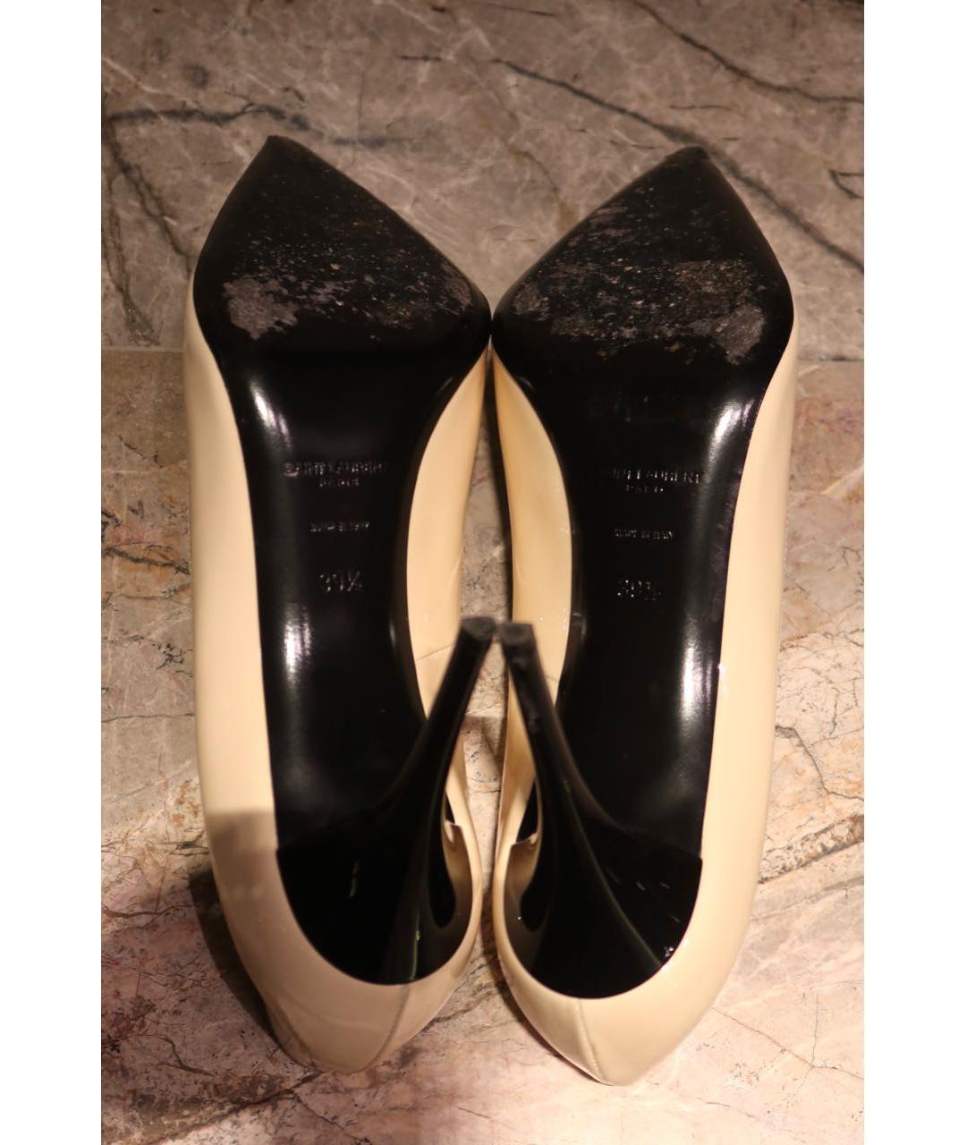 SAINT LAURENT Бежевые туфли из лакированной кожи, фото 6