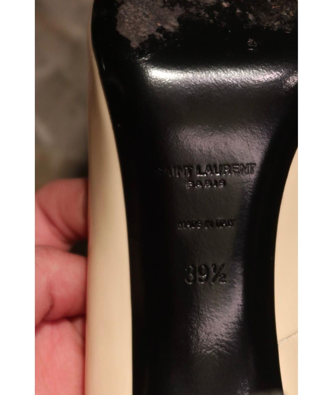 SAINT LAURENT Бежевые туфли из лакированной кожи, фото 7