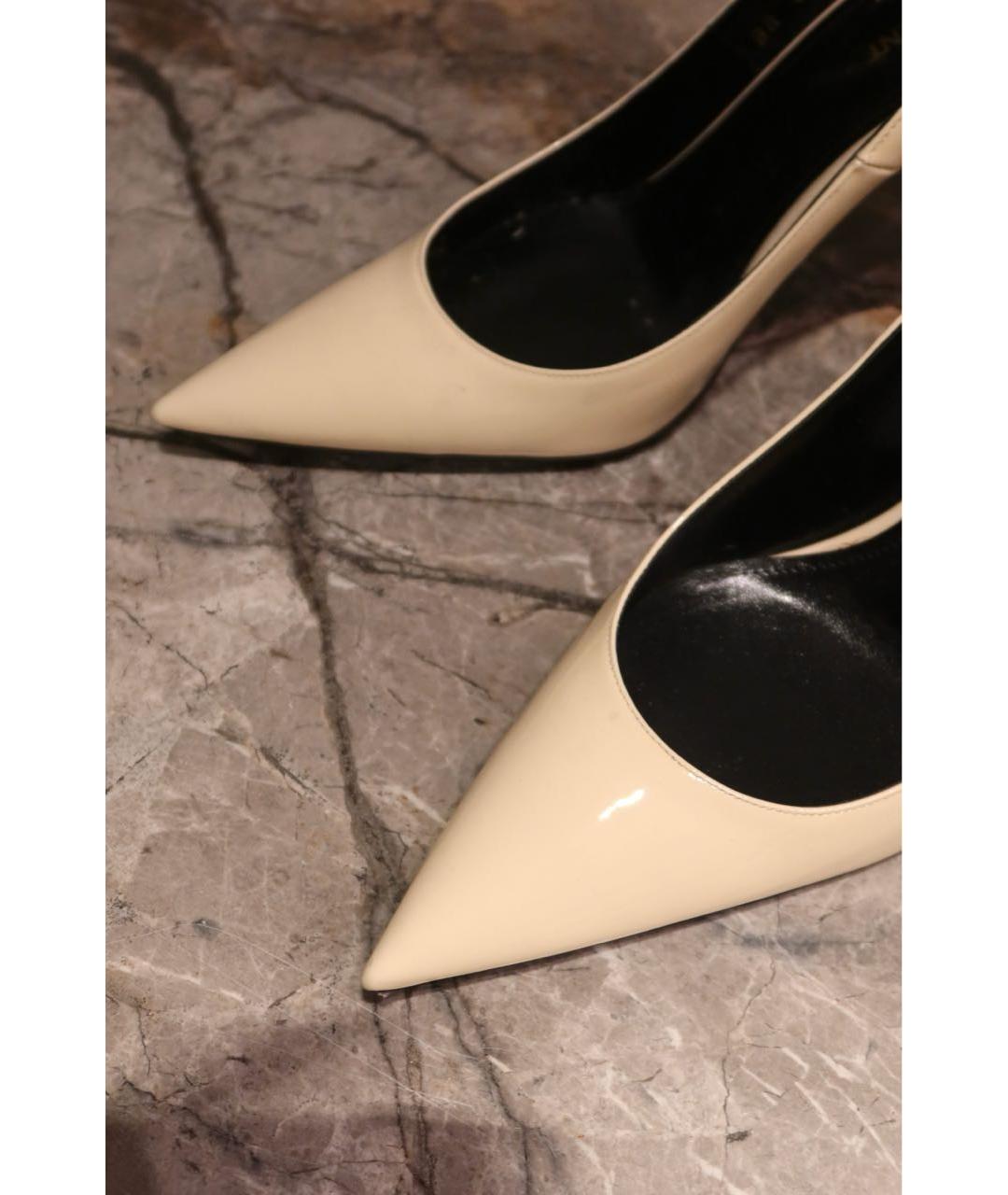 SAINT LAURENT Бежевые туфли из лакированной кожи, фото 5