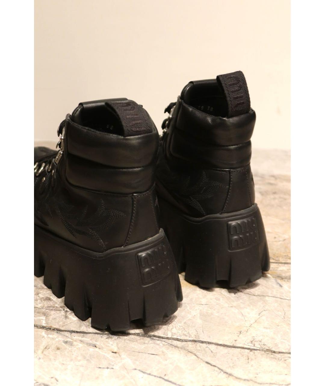 MIU MIU Черные кожаные ботинки, фото 4