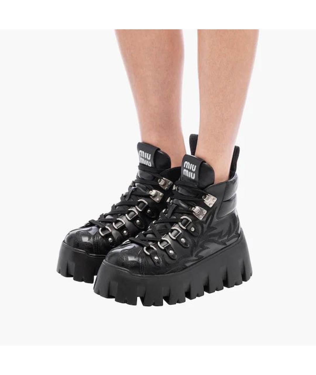 MIU MIU Черные кожаные ботинки, фото 5