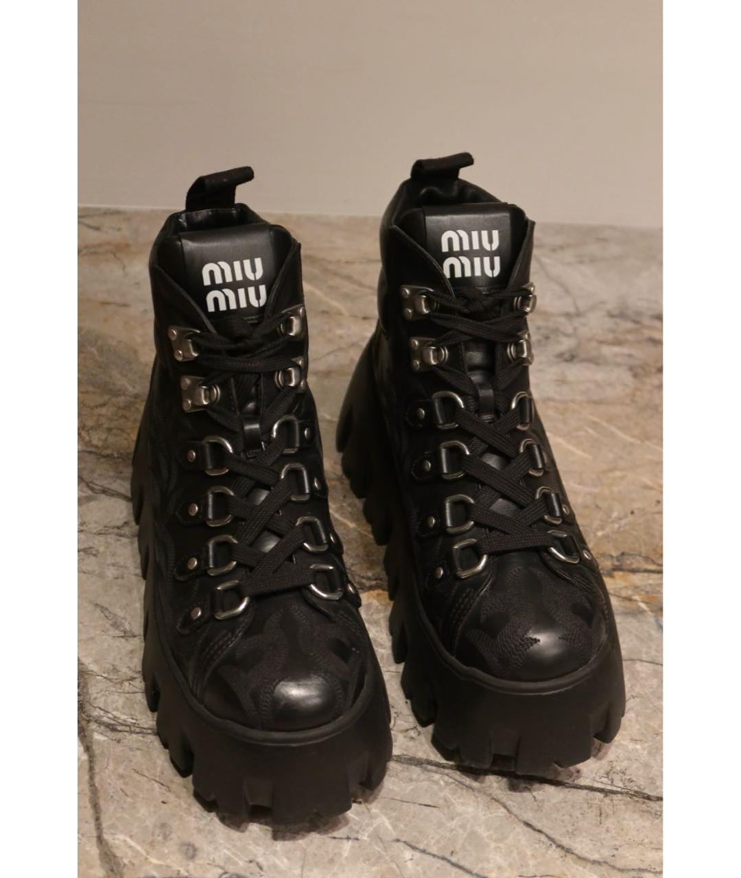 MIU MIU Черные кожаные ботинки, фото 3