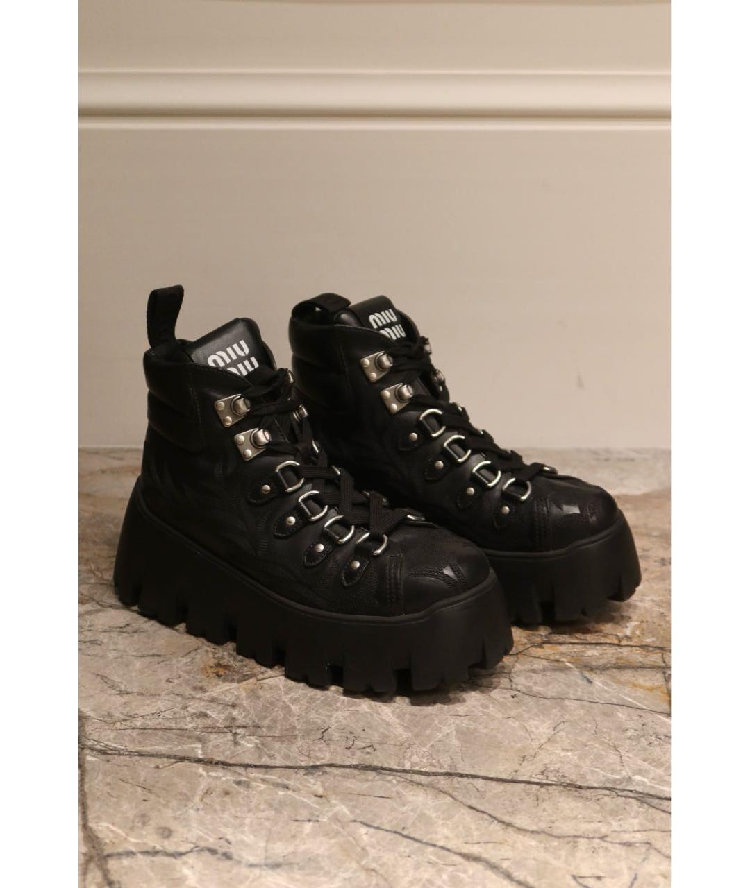 MIU MIU Черные кожаные ботинки, фото 6