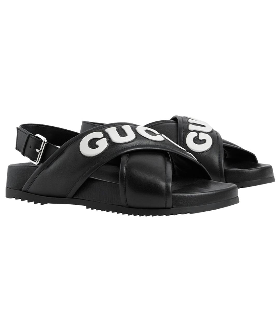 GUCCI Черные кожаные сандалии, фото 3