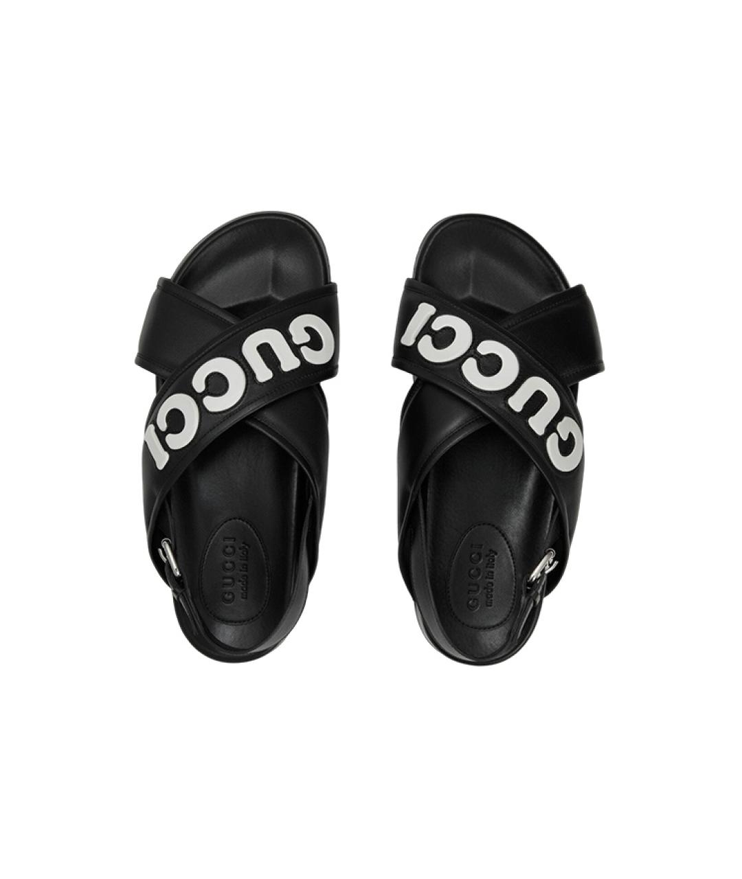 GUCCI Черные кожаные сандалии, фото 4
