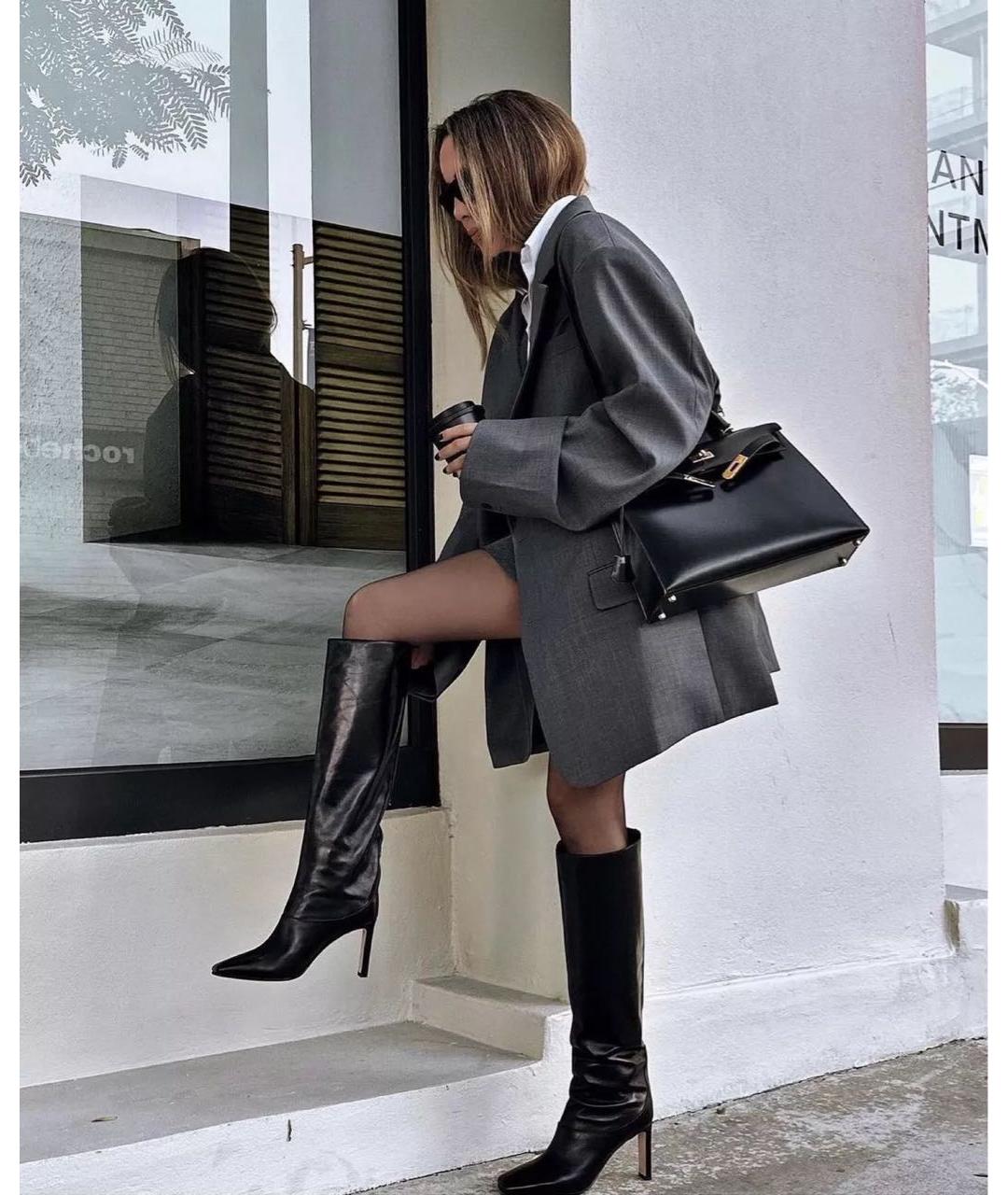 JIMMY CHOO Черные кожаные сапоги, фото 5