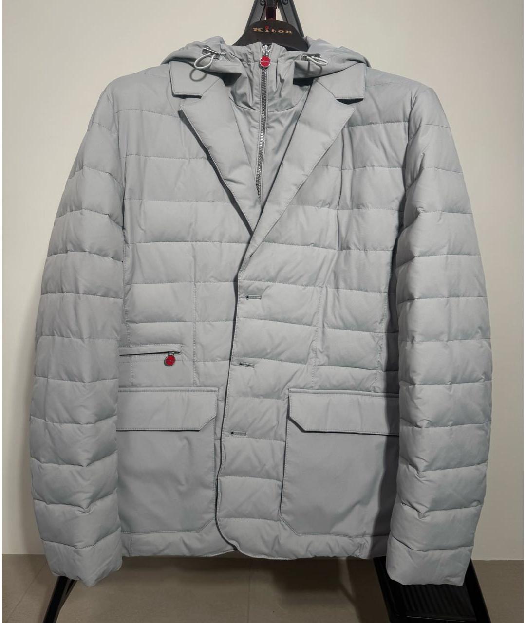 KITON Серый полиэстеровый пуховик, фото 2