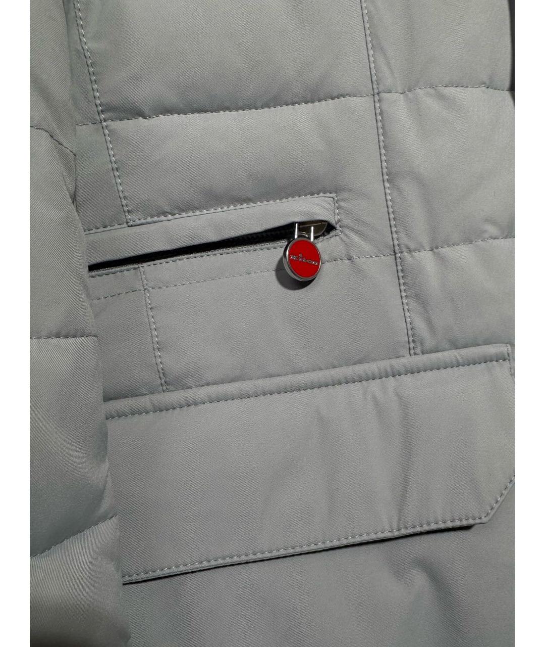 KITON Серый полиэстеровый пуховик, фото 5