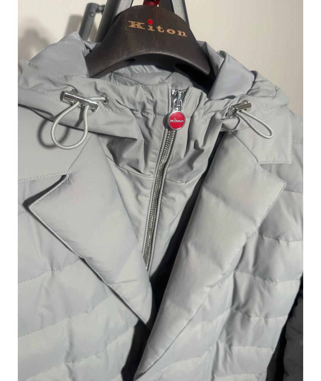 KITON Серый полиэстеровый пуховик, фото 4