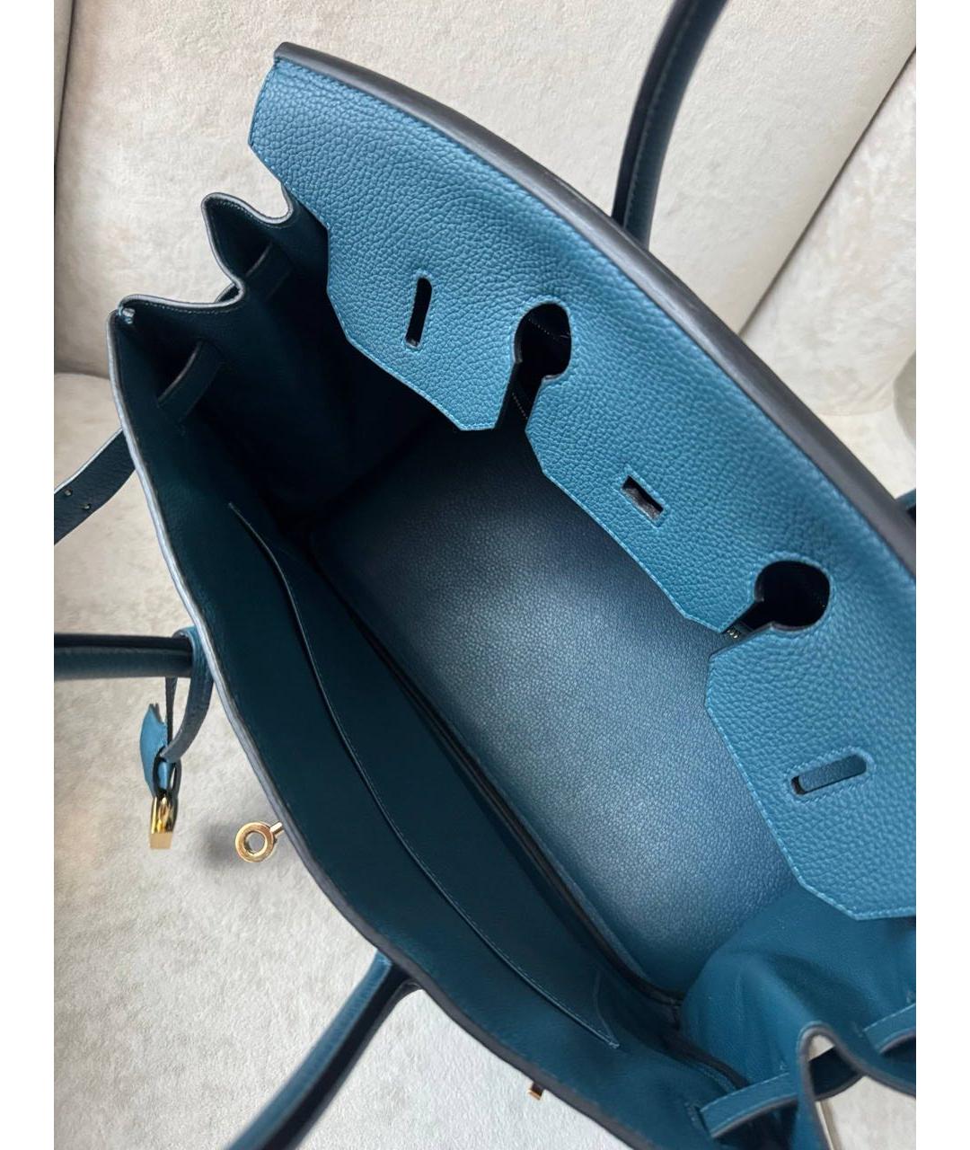 HERMES Синяя кожаная сумка с короткими ручками, фото 8