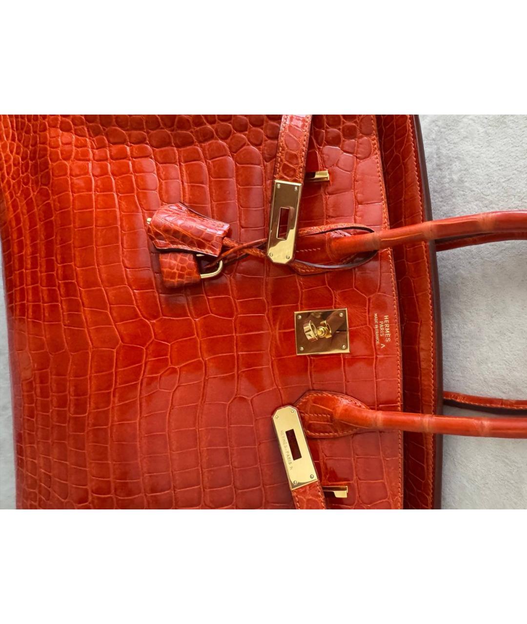HERMES Оранжевая сумка с короткими ручками из экзотической кожи, фото 5