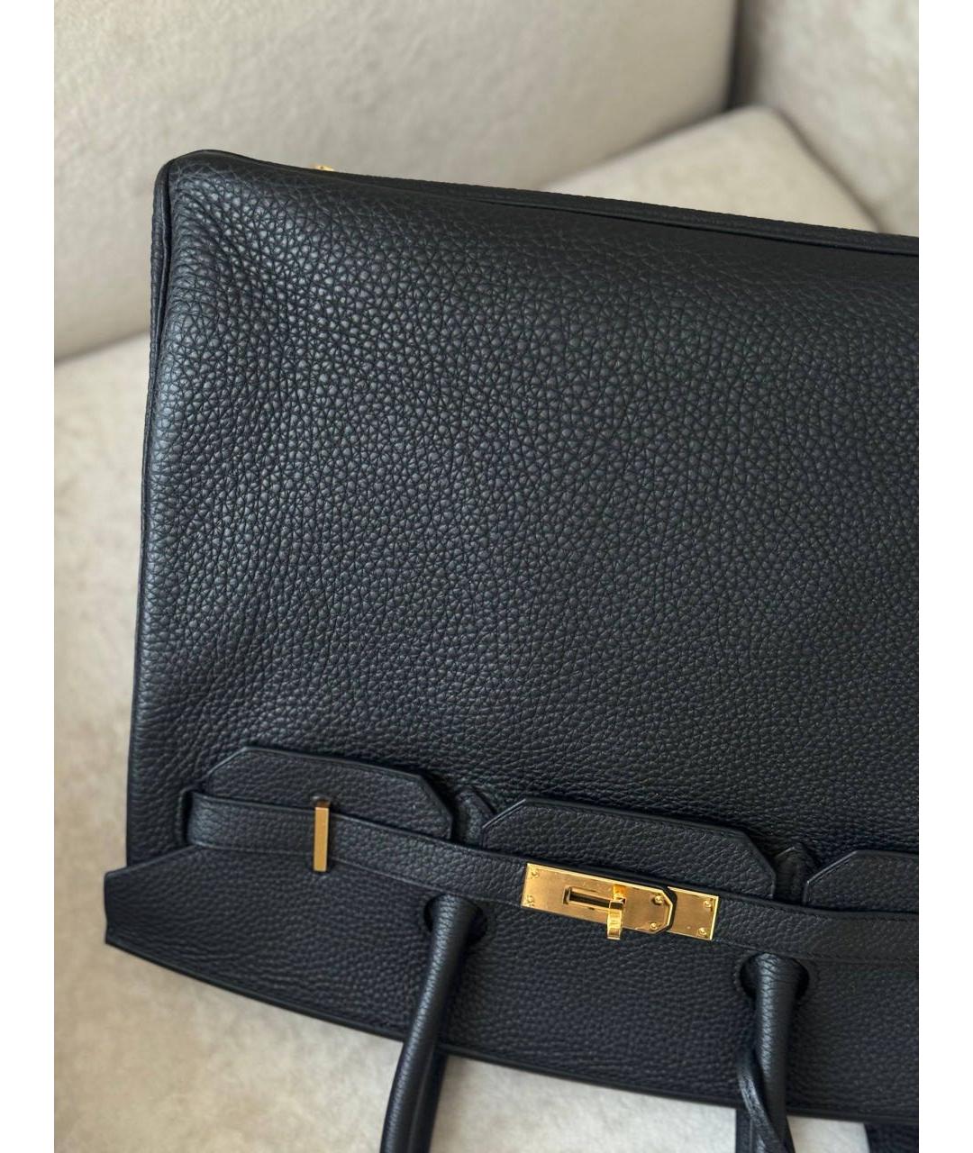 HERMES Черная кожаная сумка с короткими ручками, фото 8