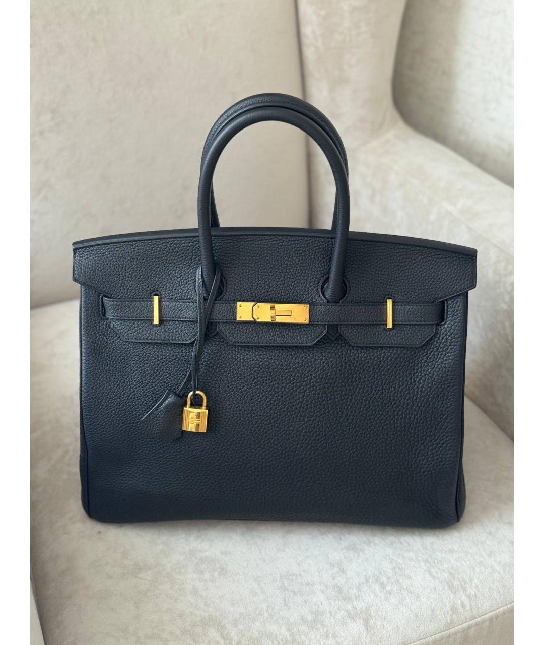 HERMES Черная кожаная сумка с короткими ручками, фото 9