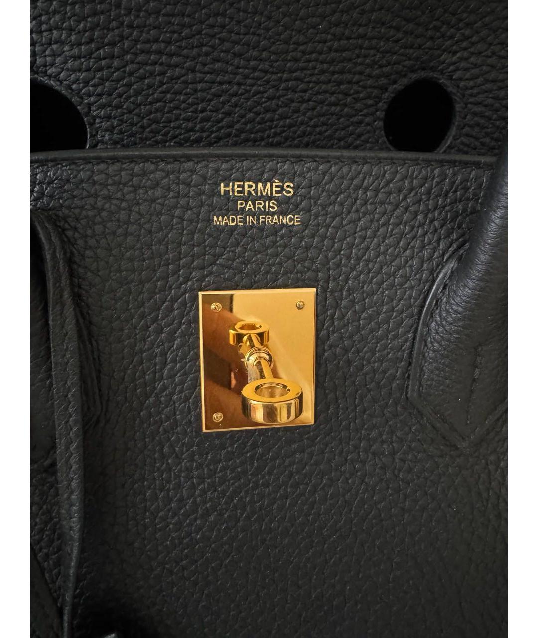 HERMES Черная кожаная сумка с короткими ручками, фото 3