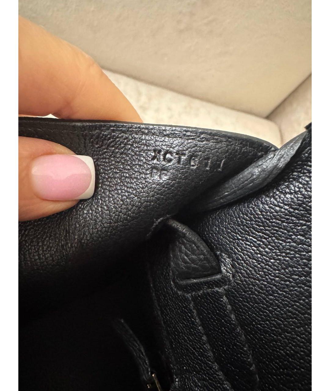 HERMES Черная кожаная сумка с короткими ручками, фото 6
