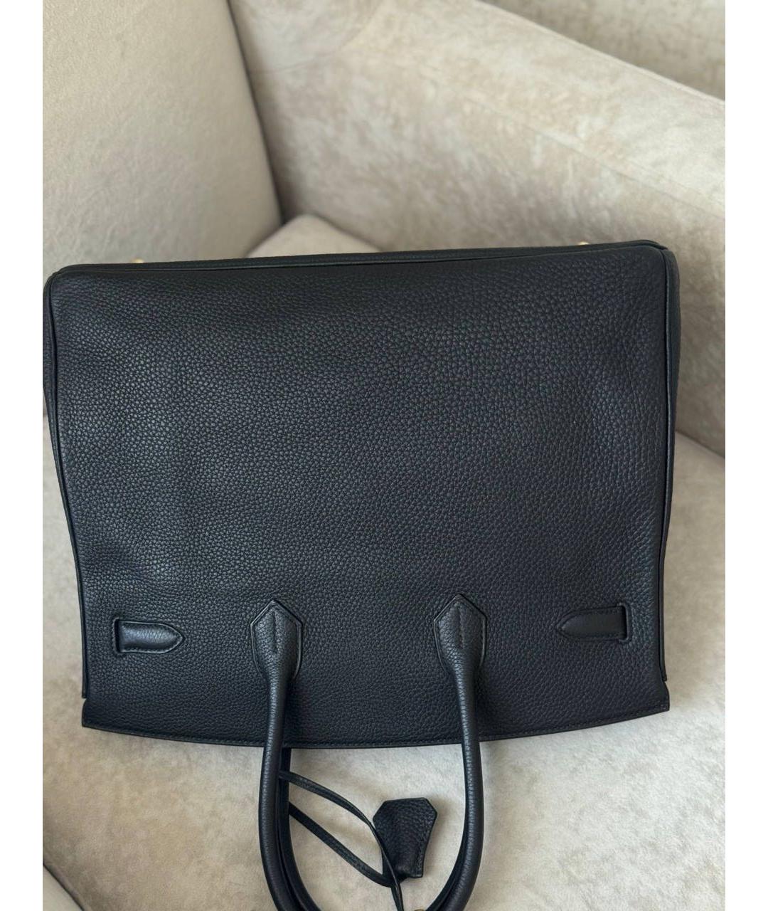HERMES Черная кожаная сумка с короткими ручками, фото 7