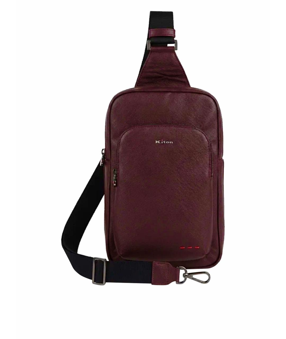 KITON Бордовый кожаный рюкзак, фото 1