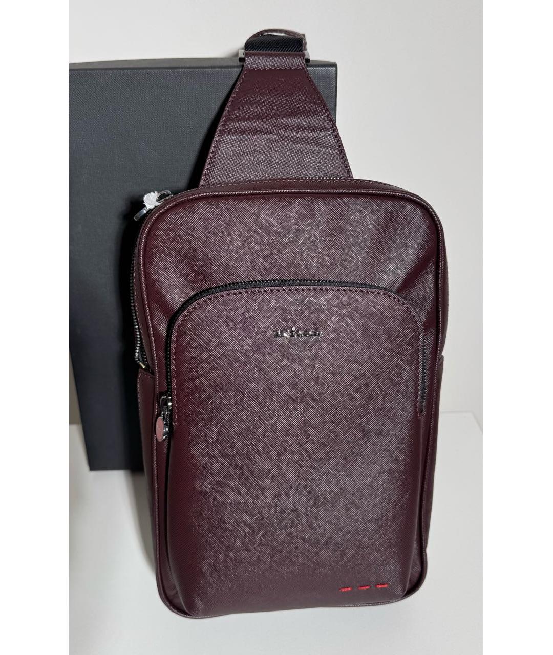 KITON Бордовый кожаный рюкзак, фото 2