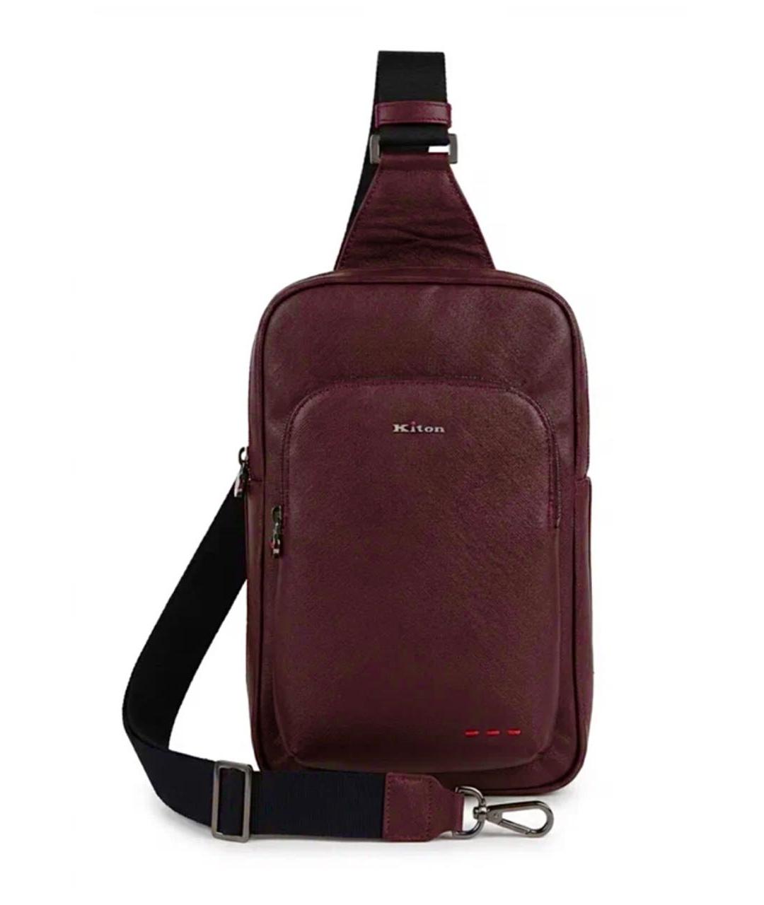 KITON Бордовый кожаный рюкзак, фото 5