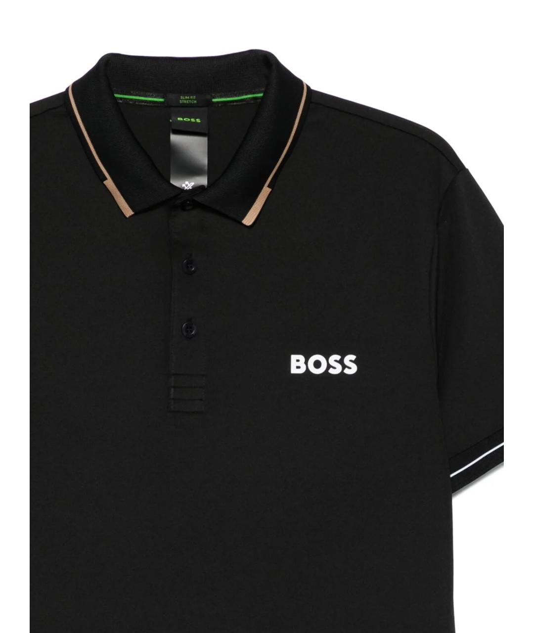 HUGO BOSS Черное поло с коротким рукавом, фото 2