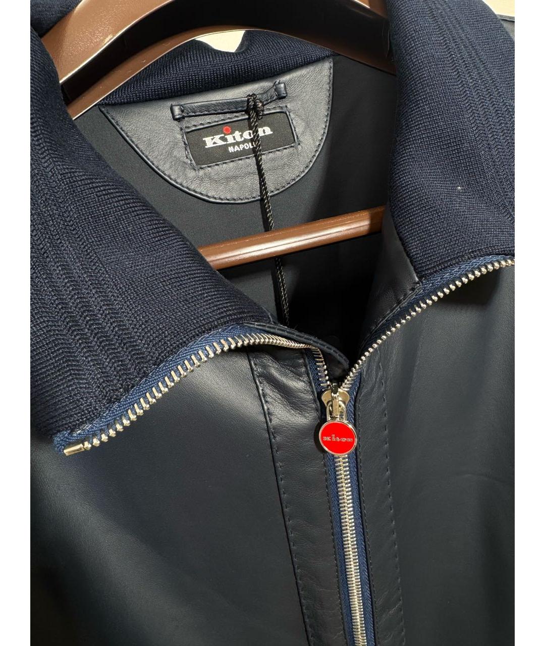 KITON Синяя кожаная куртка, фото 4