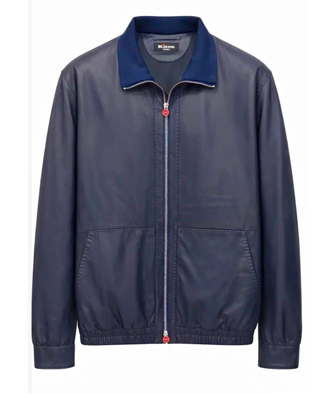 KITON Синяя кожаная куртка, фото 7