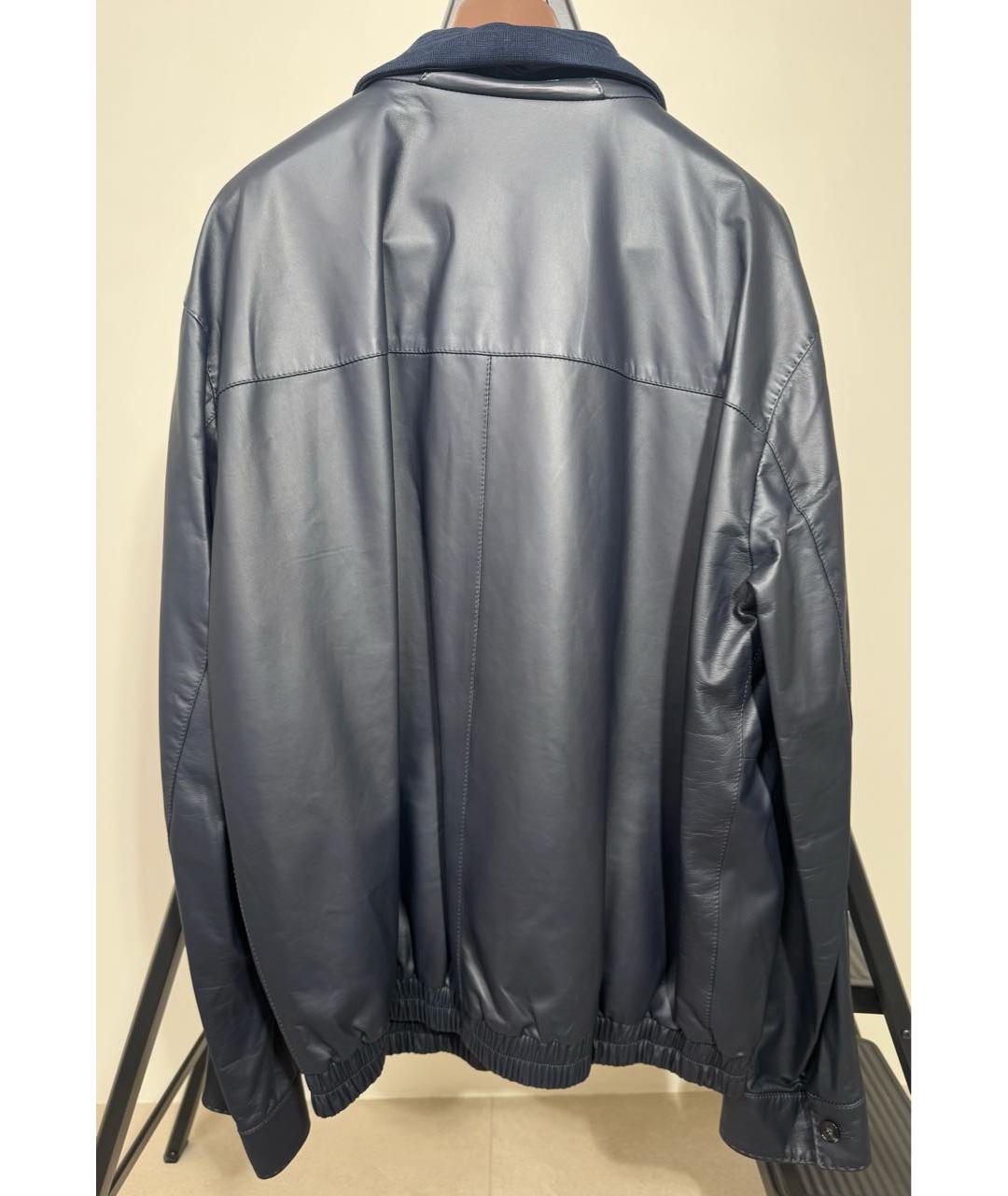 KITON Синяя кожаная куртка, фото 3