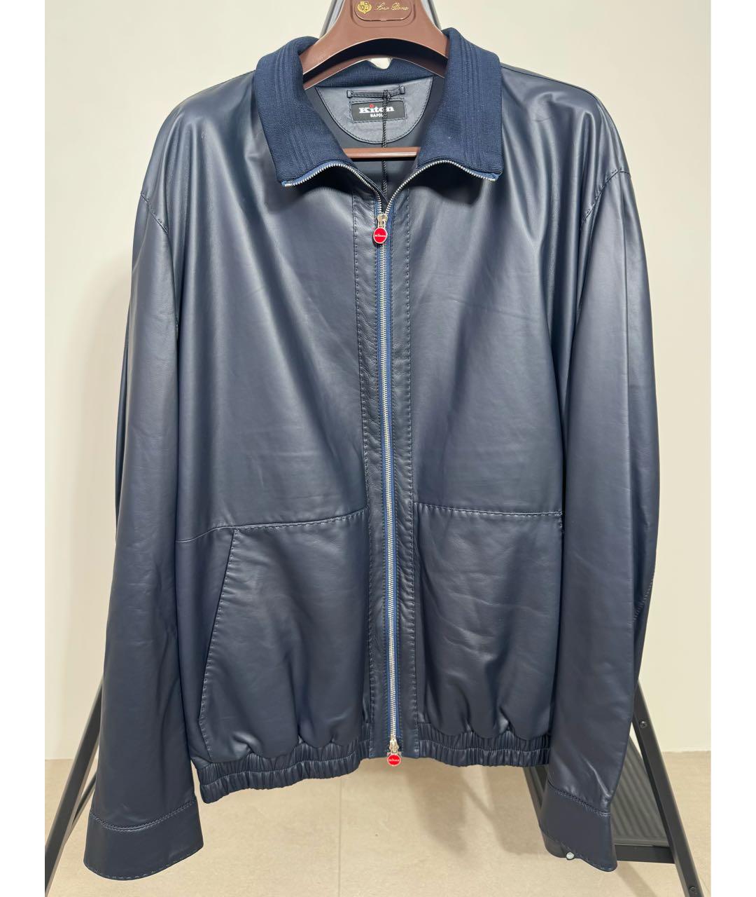 KITON Синяя кожаная куртка, фото 2