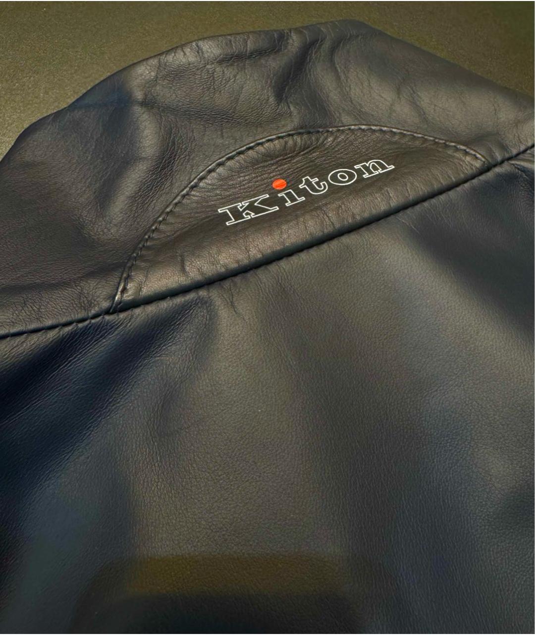 KITON Синяя кожаная куртка, фото 6