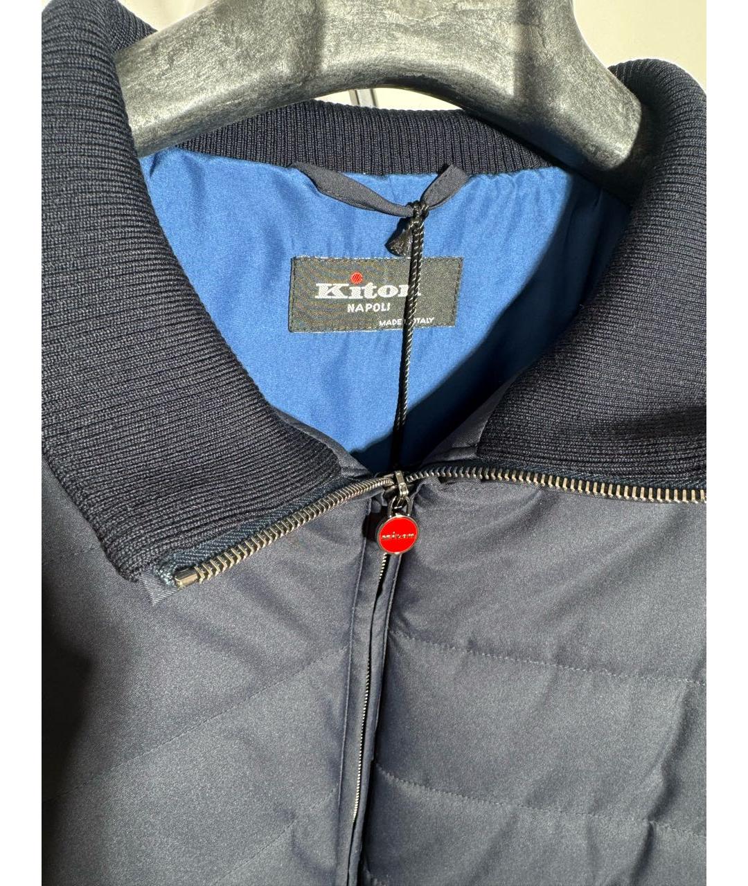 KITON Синий полиэстеровый пуховик, фото 3