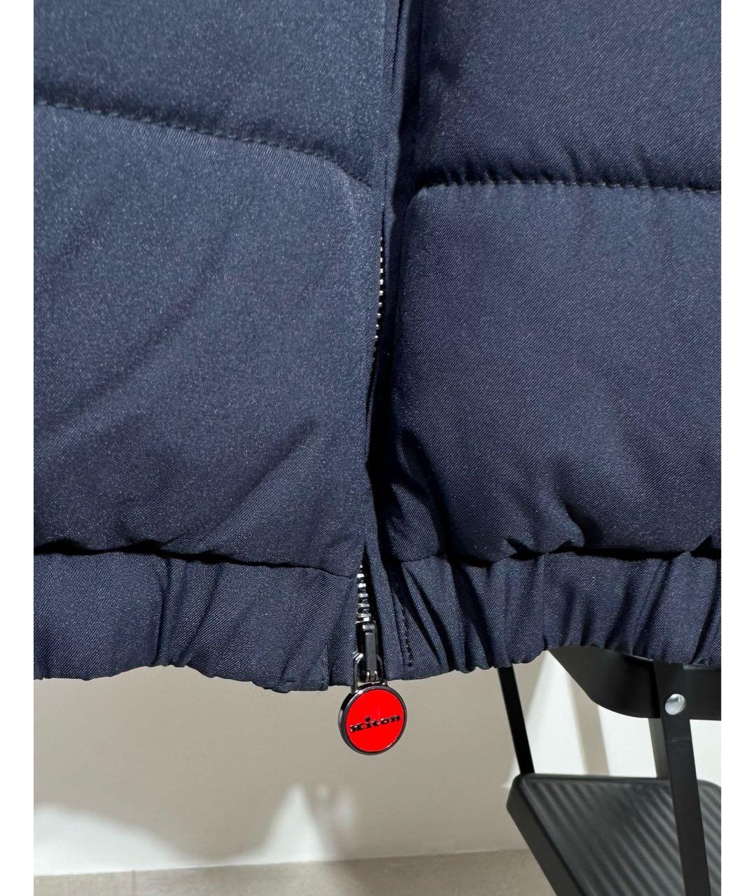 KITON Синий полиэстеровый пуховик, фото 4