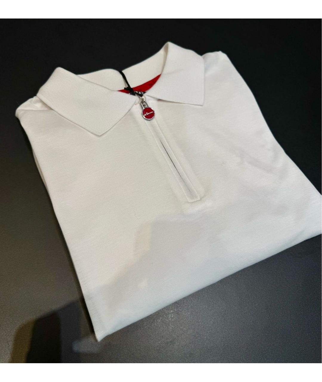 KITON Белое хлопковое поло с коротким рукавом, фото 4