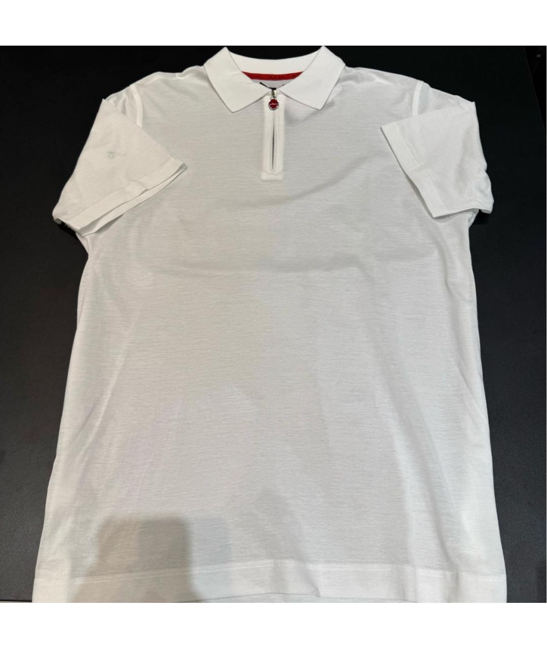 KITON Белое хлопковое поло с коротким рукавом, фото 5