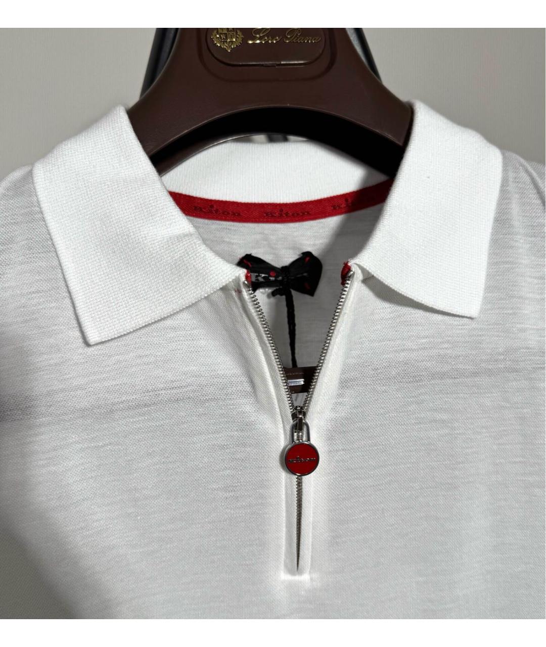 KITON Белое хлопковое поло с коротким рукавом, фото 3
