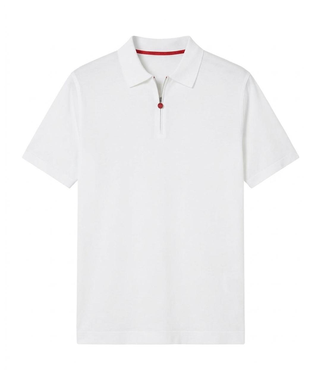 KITON Белое хлопковое поло с коротким рукавом, фото 1