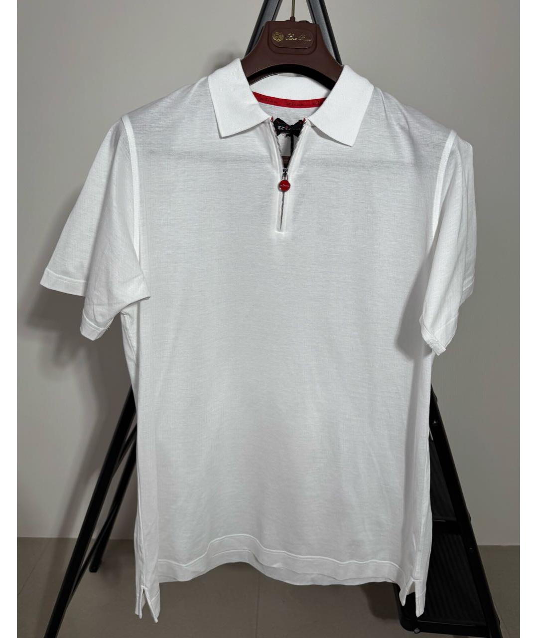 KITON Белое хлопковое поло с коротким рукавом, фото 6