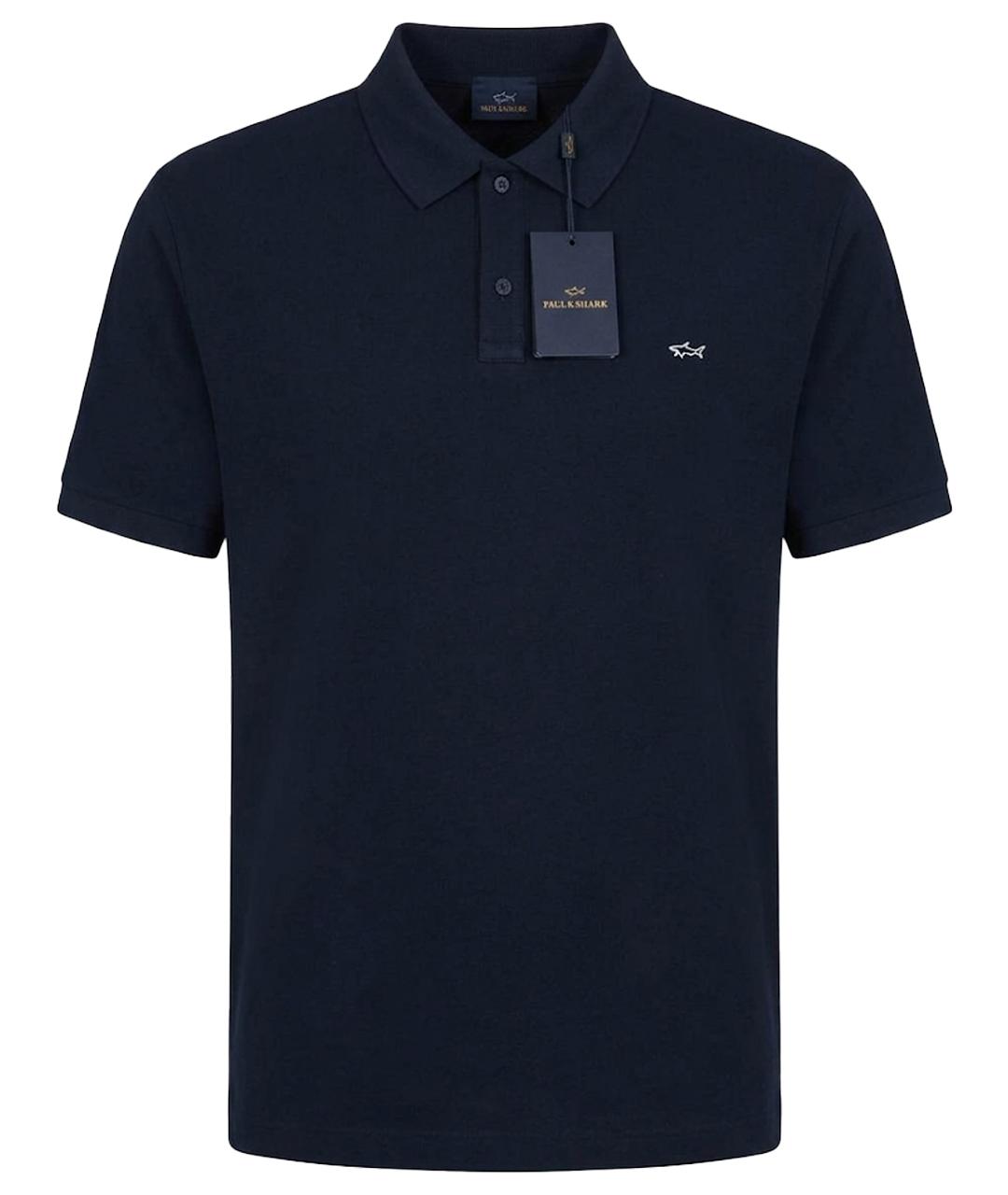 PAUL & SHARK Темно-синее хлопковое поло с коротким рукавом, фото 1